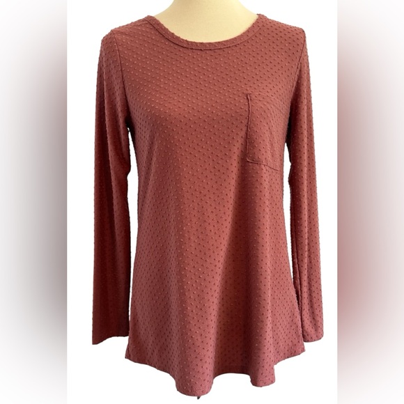 Betsey's Boutique Shop Women's Textured Long Sleeve Mauve Top Size Medium - Picture 1 of 11